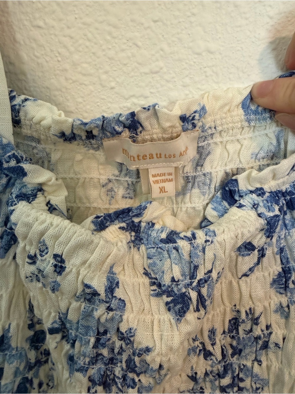 Blue Floral Puff Sleeve Square Neck Top - Picture 3 of 3